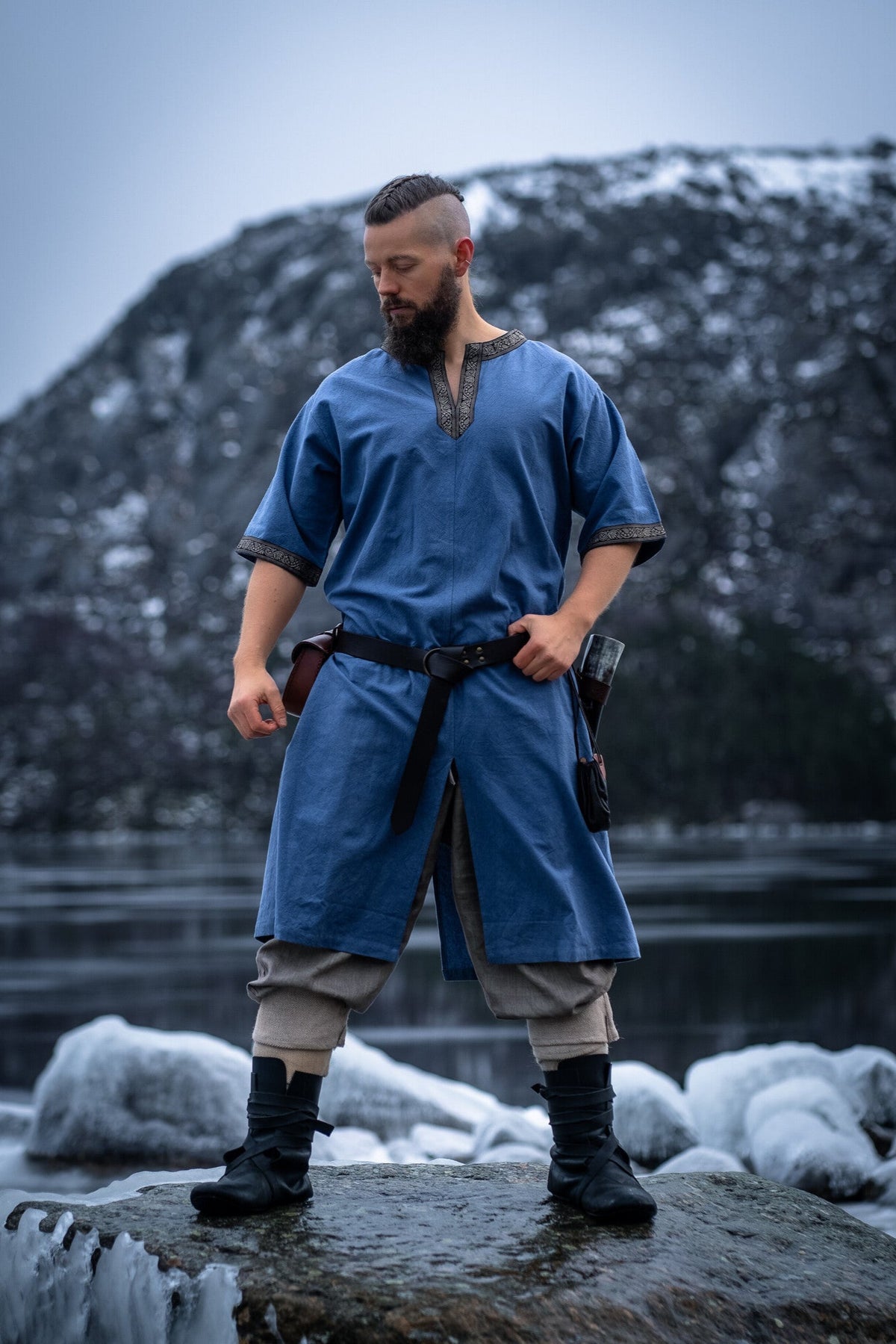 Celtic tunic, short sleeves, light blue