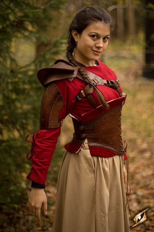 Leather shoulder armor, brown