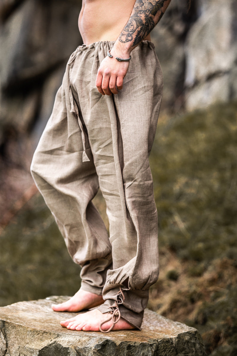 Pantalón vikingo Odin de lino, gris