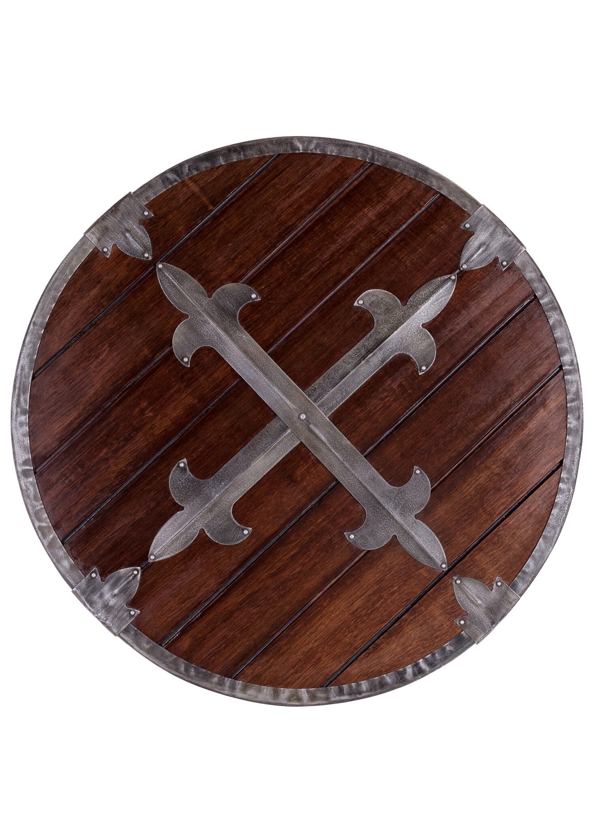 Escudo redondo de madera con cruz