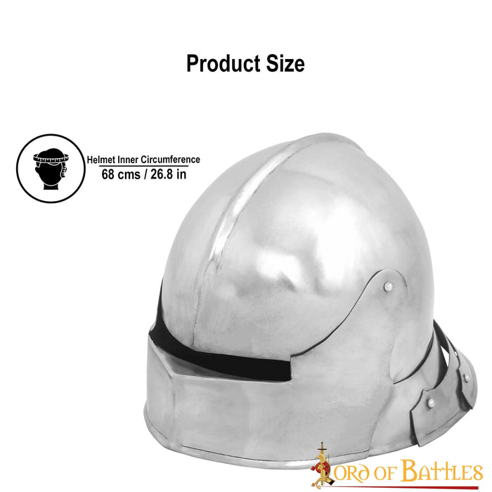 Tysk sallet med nakkebeskyttelse, 2 mm (battle-ready)