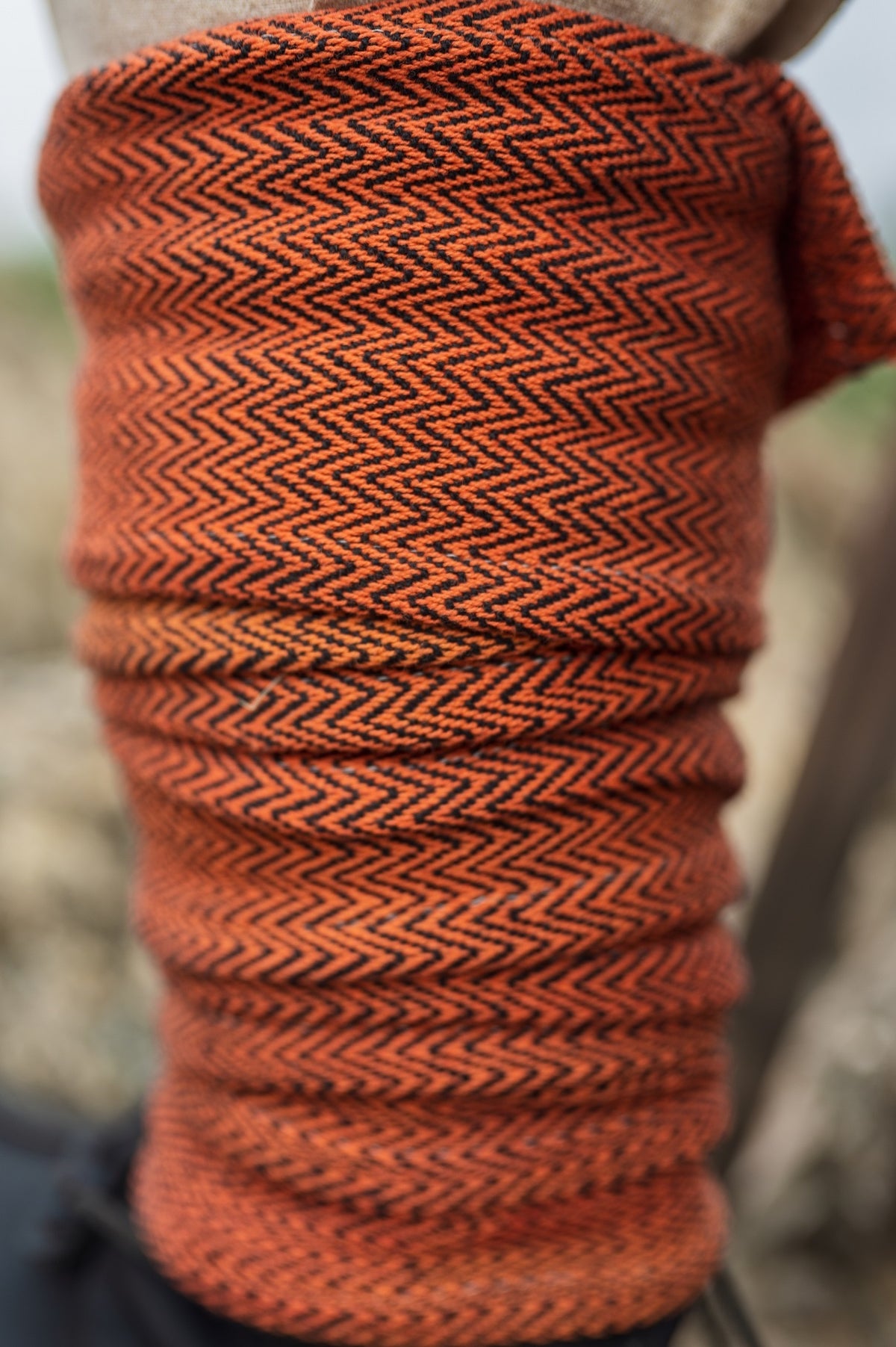 Bandes de jambe motif en arête de poisson Frode, orange