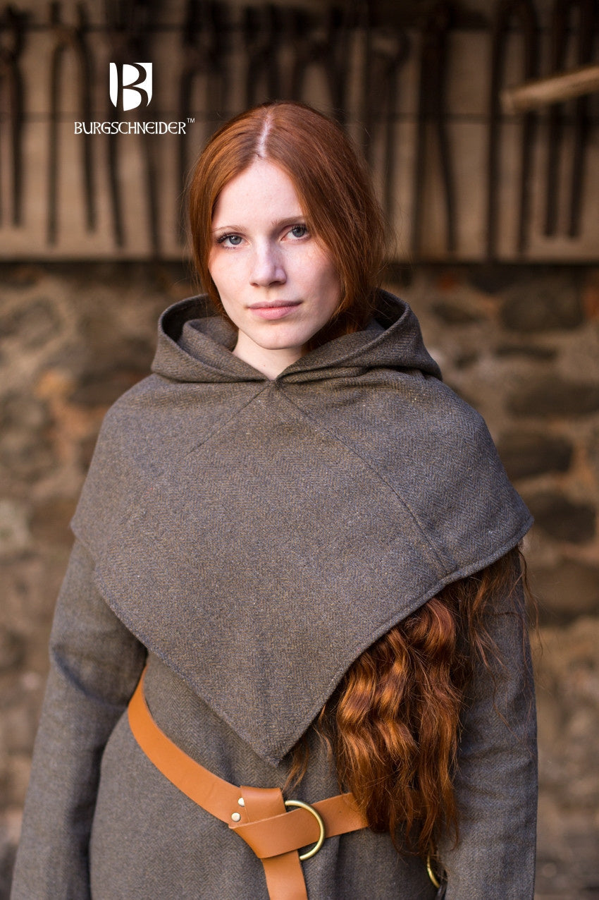 Kappehætte med sildebensmønster Knud, olivengrå, uldblanding