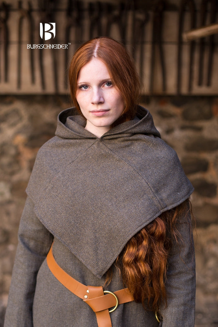 Kappehætte med sildebensmønster Knud, olivengrå, uldblanding