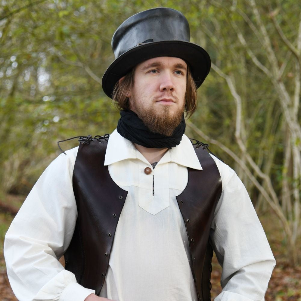 Skórzany kapelusz, czarny