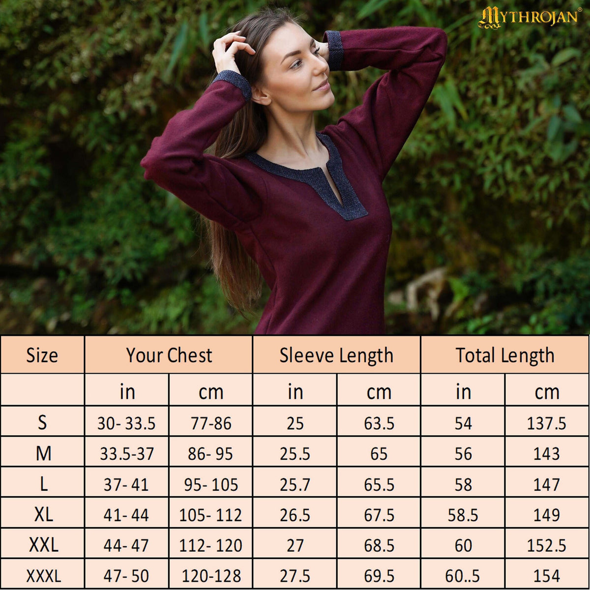 Ulden vikingekjole Siggi, bordeauxrød