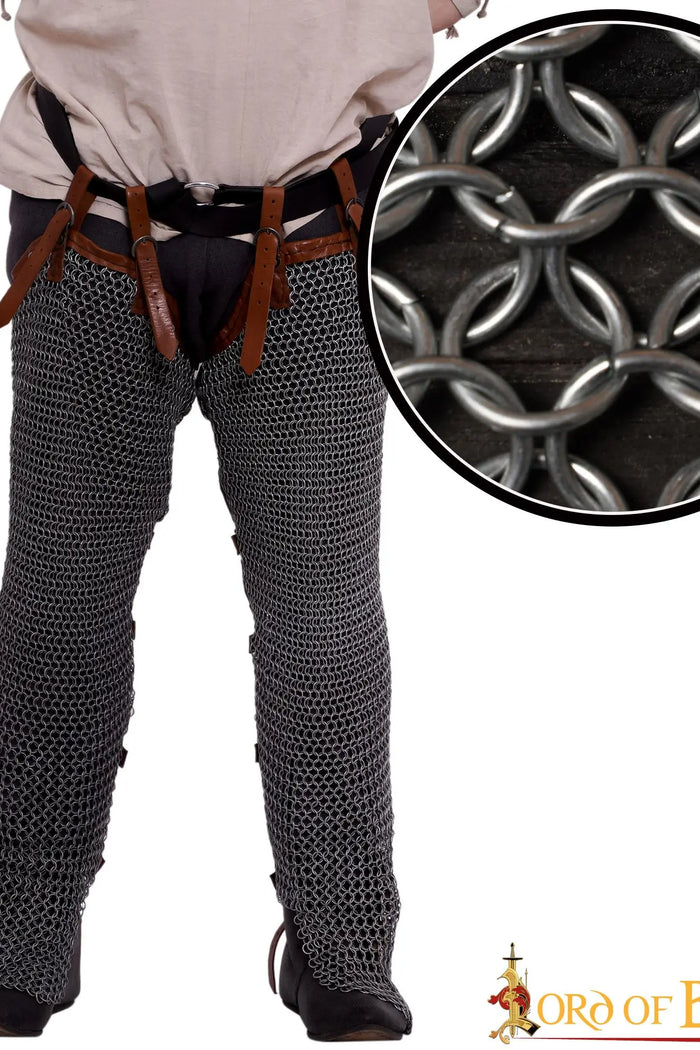 Chain mail chausses, galvanized, unriveted round rings