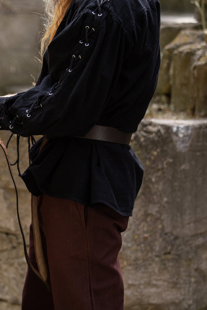 Chemise de pirate avec lacets, noir