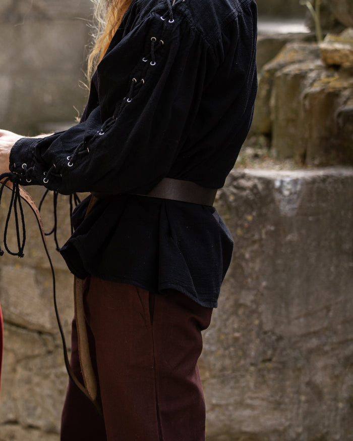 Piratenhemd met veters, zwart