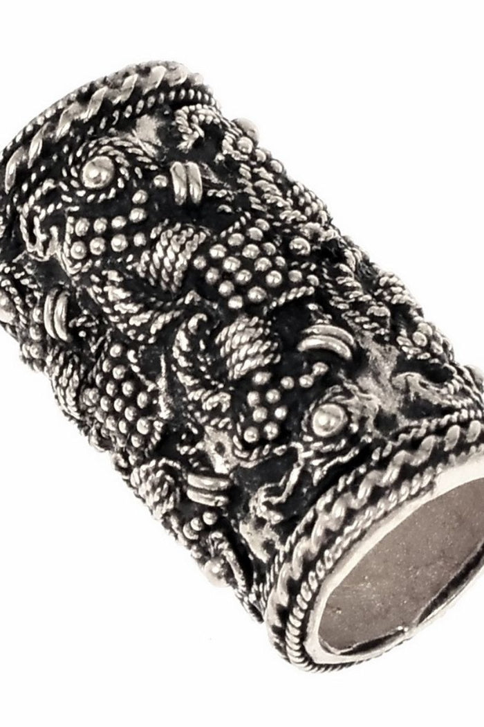 Viking beard bead Rygge, silvered bronze