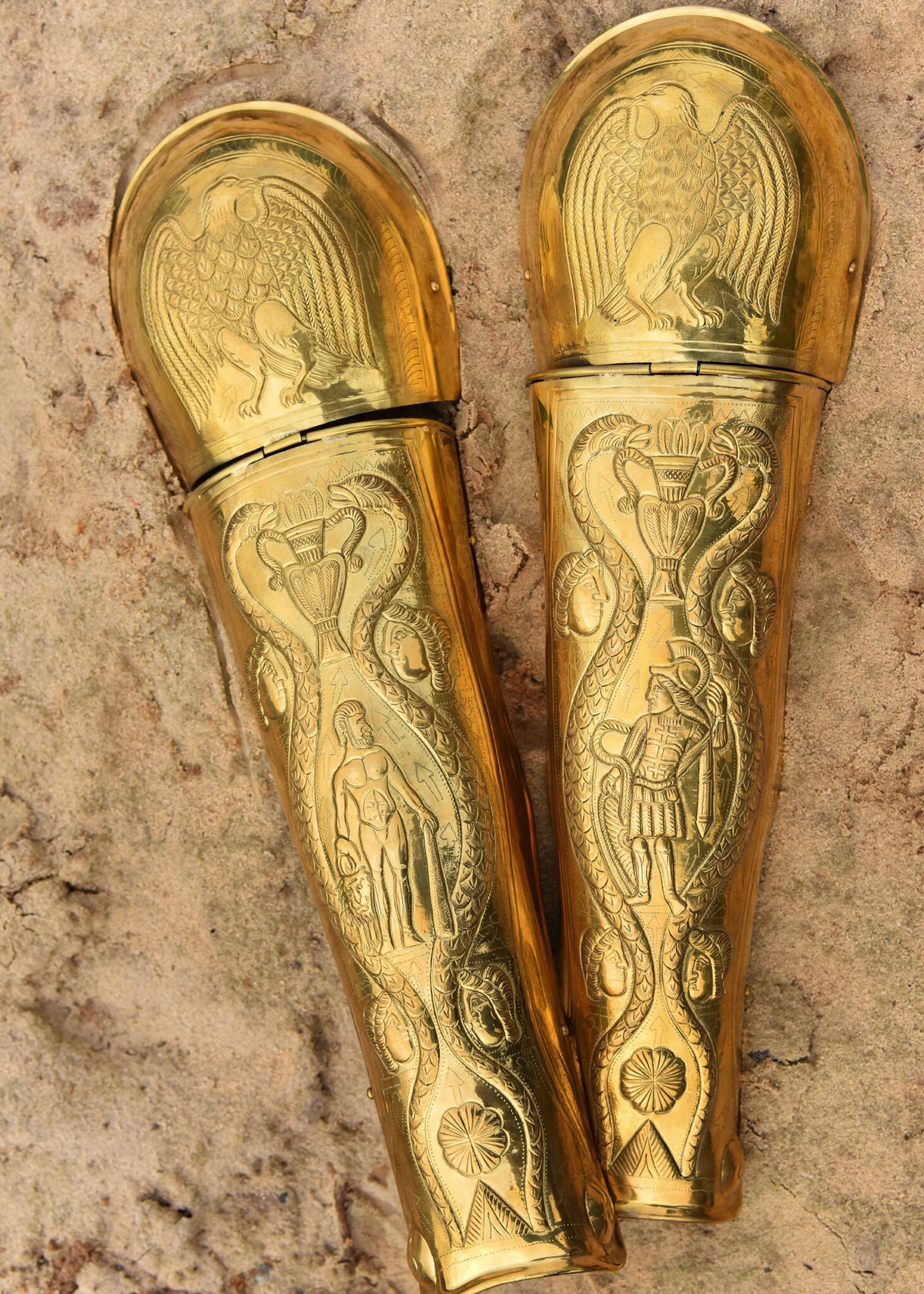 Pretorianska gardets benskenor, ocrae, mässing, 1–1,2 mm