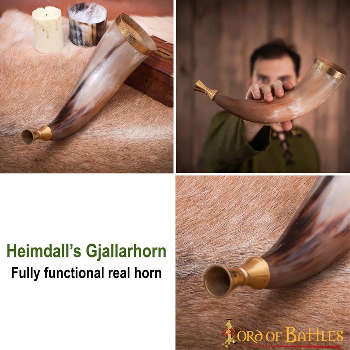 Viking signal horn with brass mouthpiece