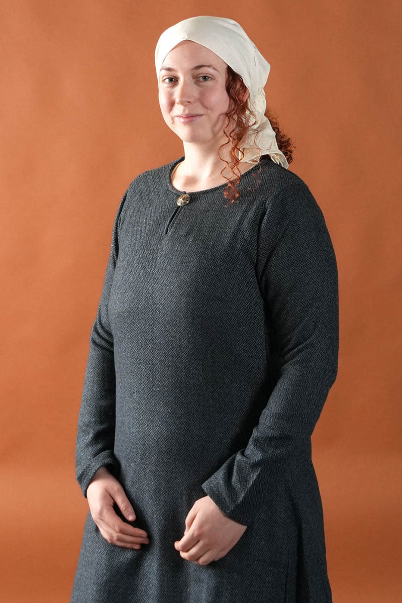 Viking dress Sigrun, diamond twill, wool mix, blue-black