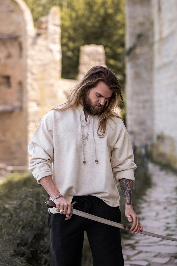 Camicia in cotone spesso, crema