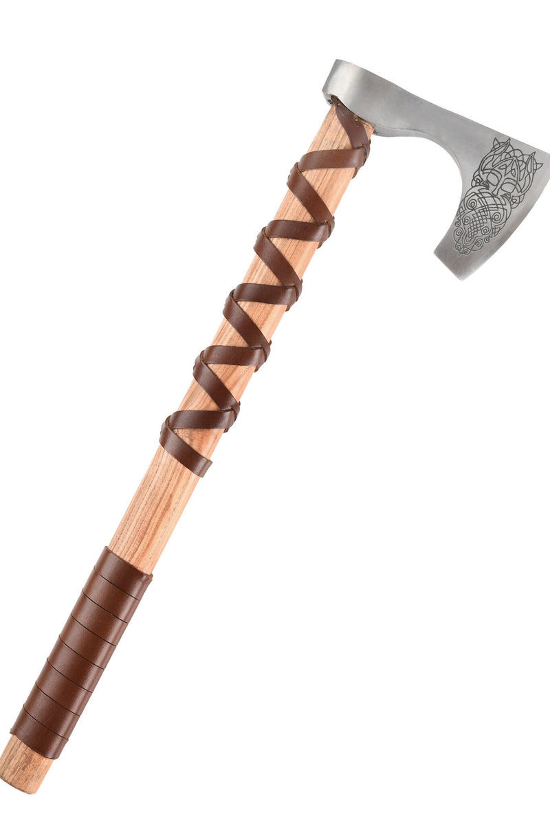 Viking bearded axe, type C, engraved, semi-sharp
