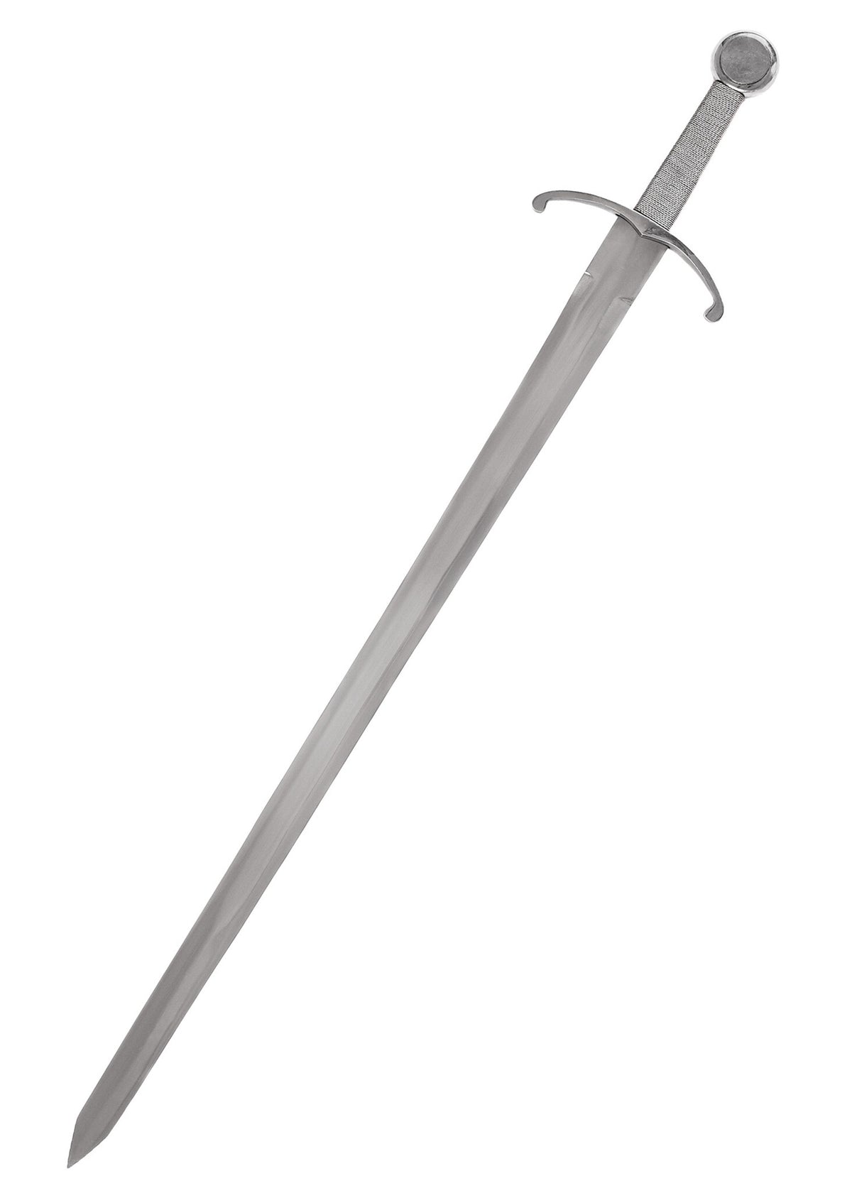 Średniowieczny miecz z zakrzyżowaną jelcem, półostry