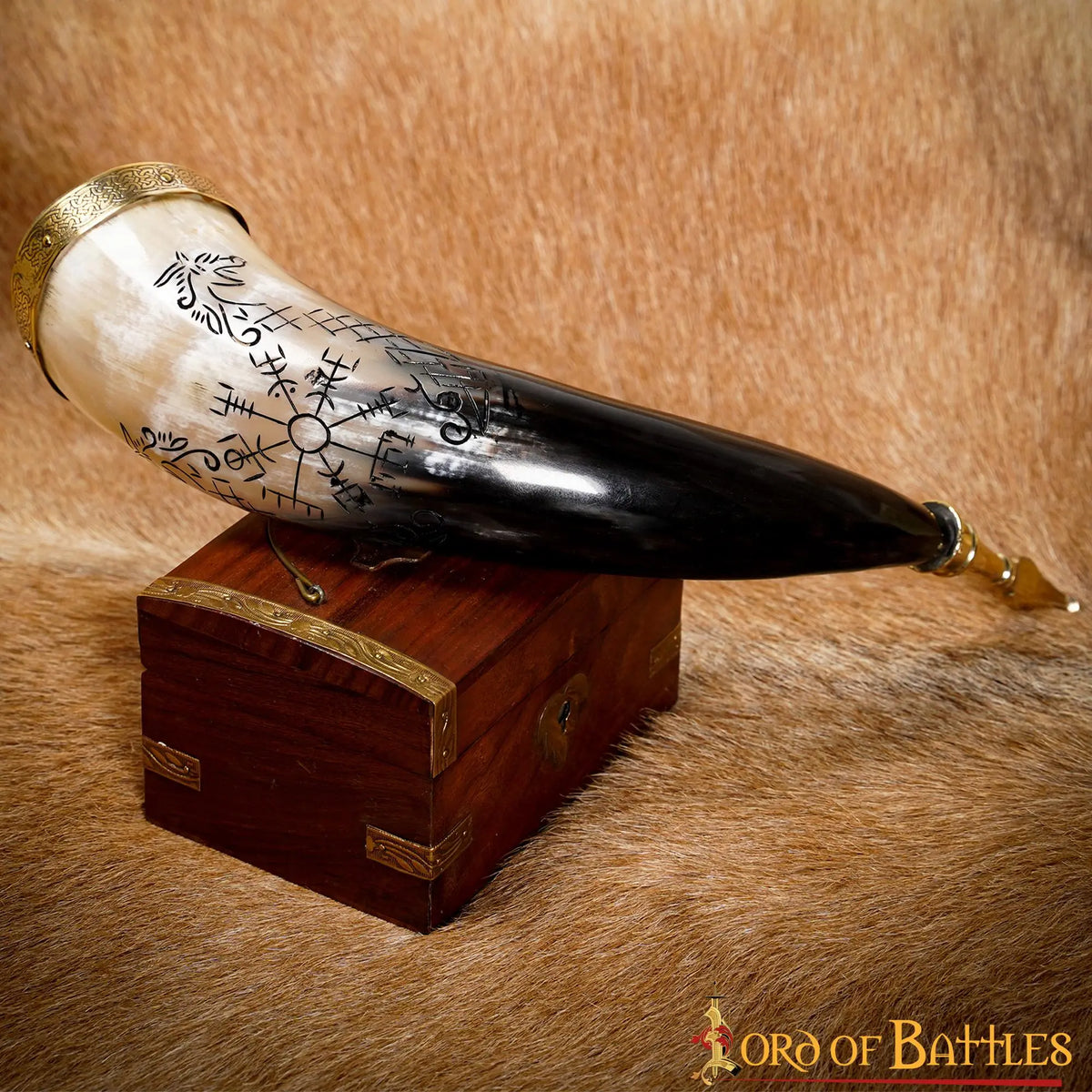 Viking drinking horn Jormungandr and Vegvisir, 300-400 ml