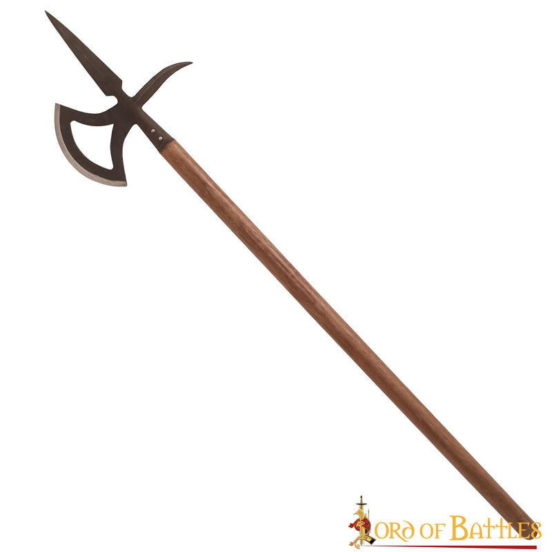 Hacha de asta del siglo XV, semi-afilada