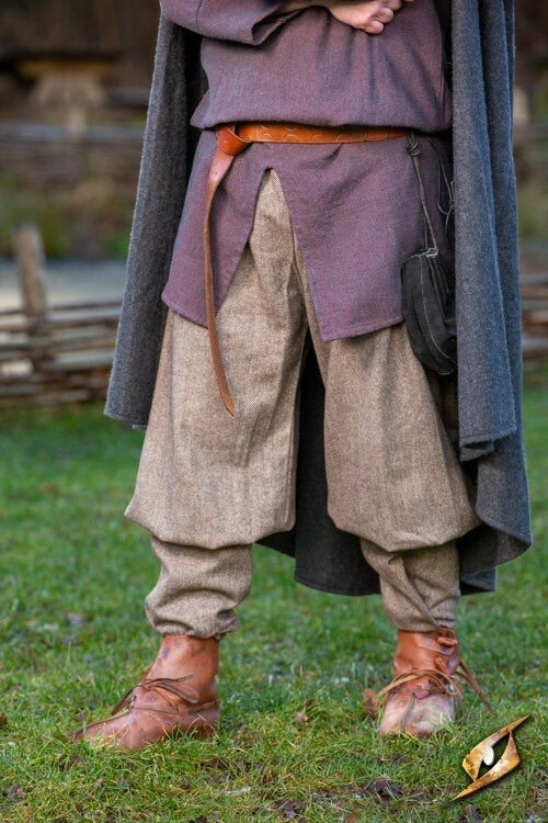 Rusvik broek Ull, vissegraatmotief, wolmix, lichtbruin