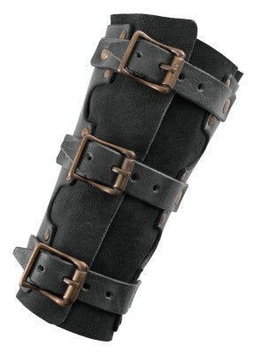Leren bracers, onderarmbeschermers met klinknagels, zwart