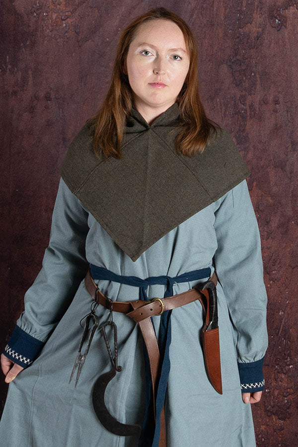 Kappehætte med sildebensmønster Knud, olivengrå, uldblanding