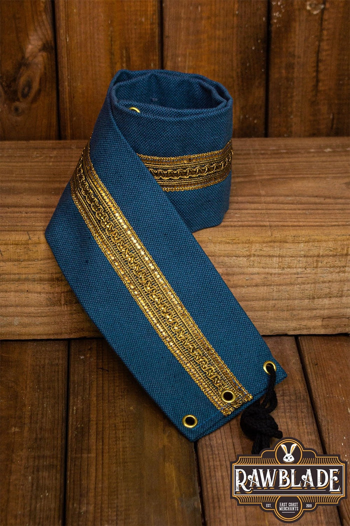 Fabric belt Jeanne, blue-gold