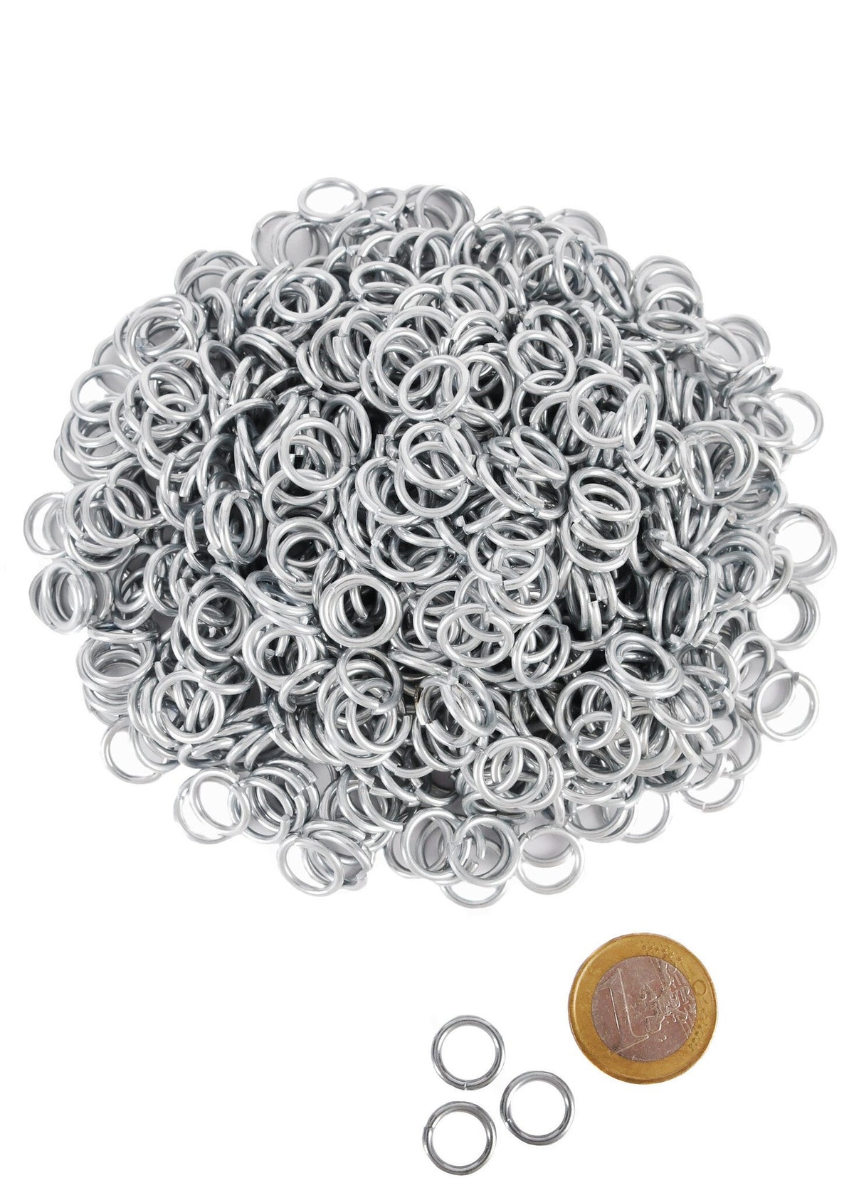 1 kg galvaniserede ringe til ringbrynje, uklinkede, 8 mm