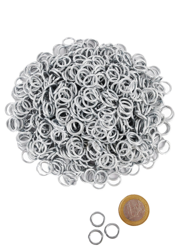 1 kg galvaniserede ringe til ringbrynje, uklinkede, 8 mm
