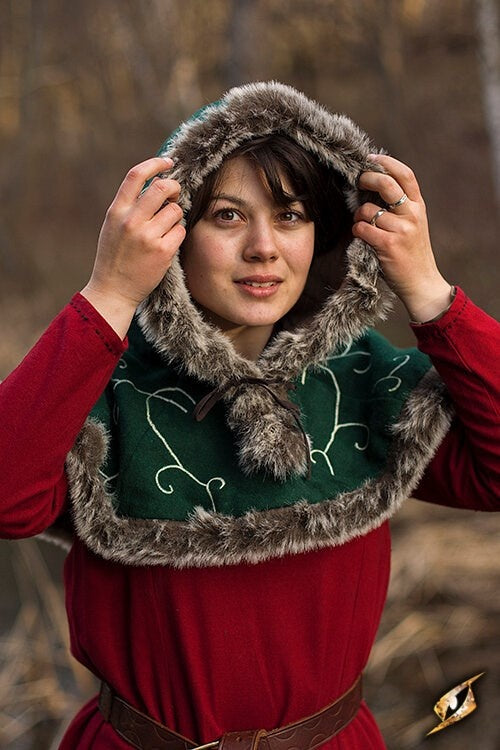 Gugel mit Pelzrand Gisla, grün