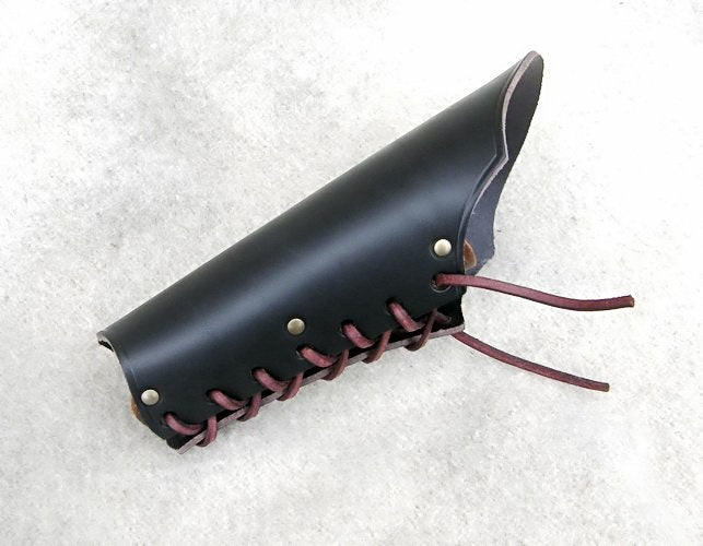 Lærbracer, underarmsbeskytte, 23 cm, svart