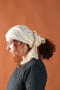 Middeleeuwse hoofddoek, 50x180 cm, crème