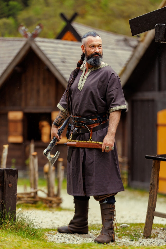 Celtic tunic, short sleeves, dark brown