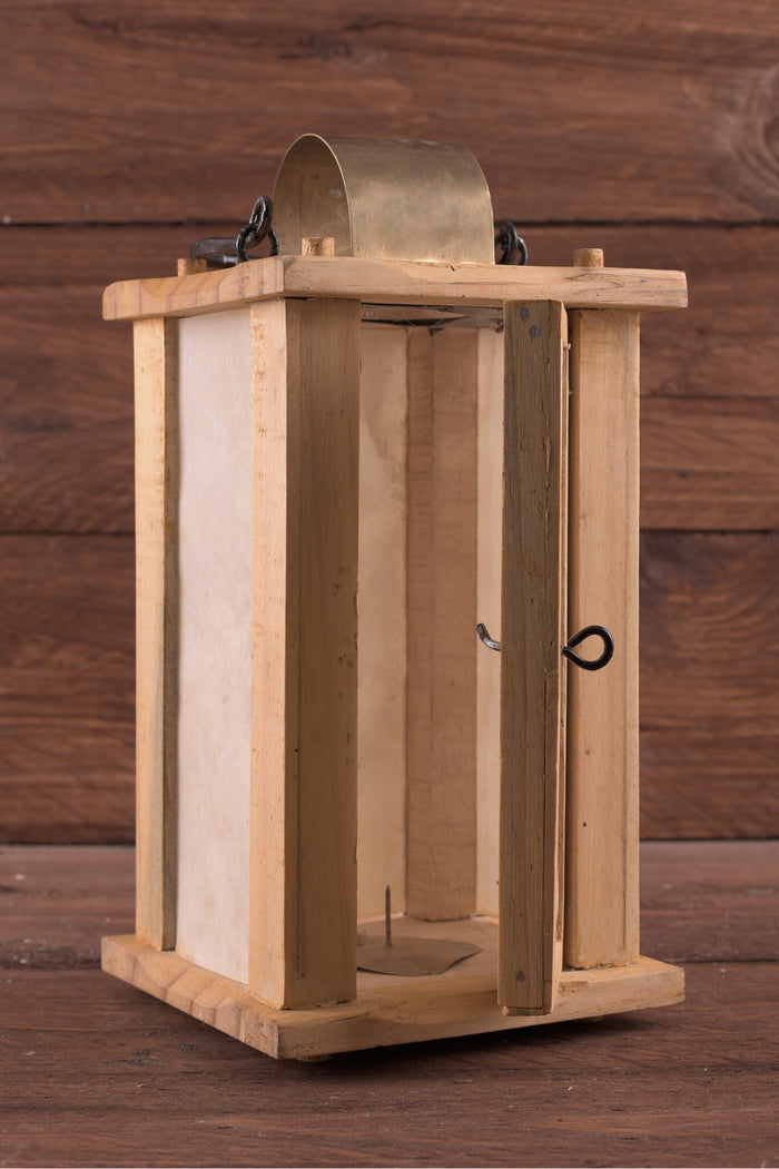 Wooden lantern with parchment windows