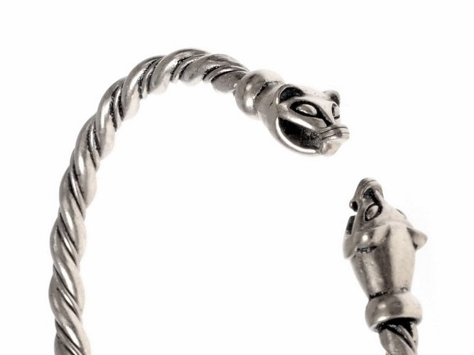 Vikingarmband met Wezelkoppen, verzilverd brons