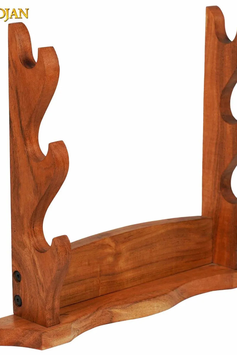 Wooden sword stand for three swords, table stand