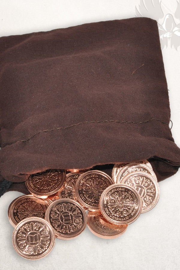 50 moedas LARP com bolsa