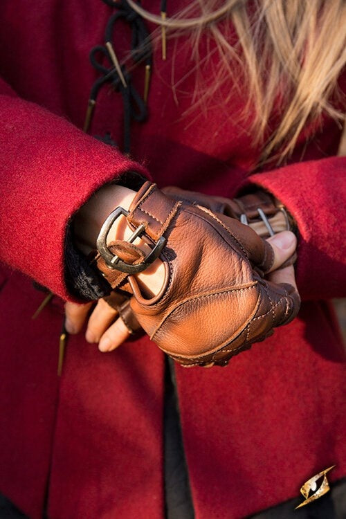 Leder Fingerhandschuhe ohne Finger, braun