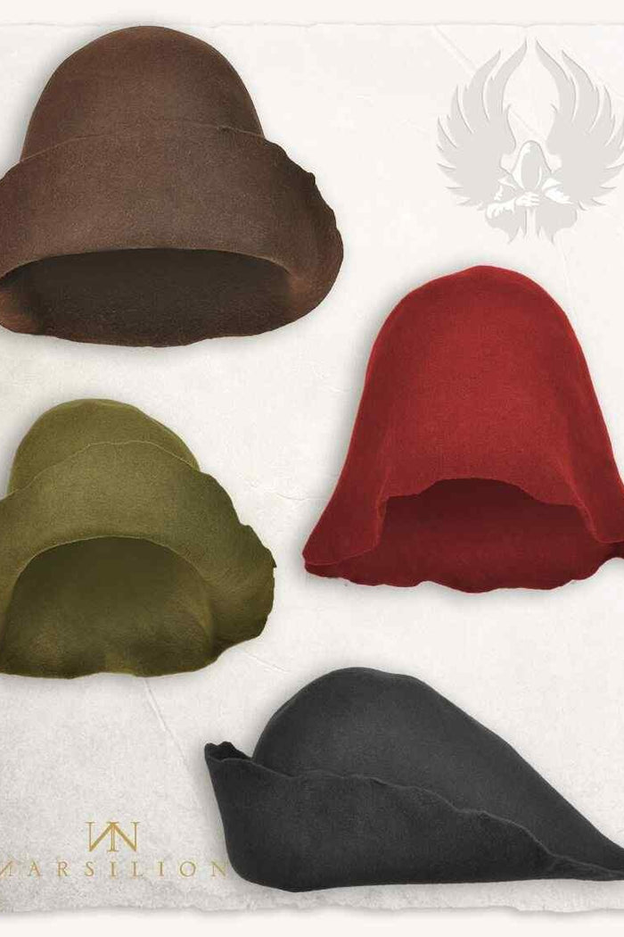 Medieval felt hat Bruno, red, wool mix