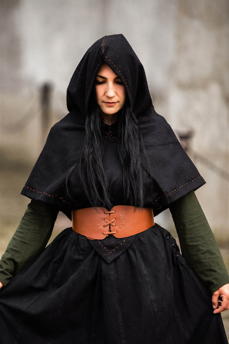 Capuchon Skjoldehamm Halfdan, noir, mélange de laine