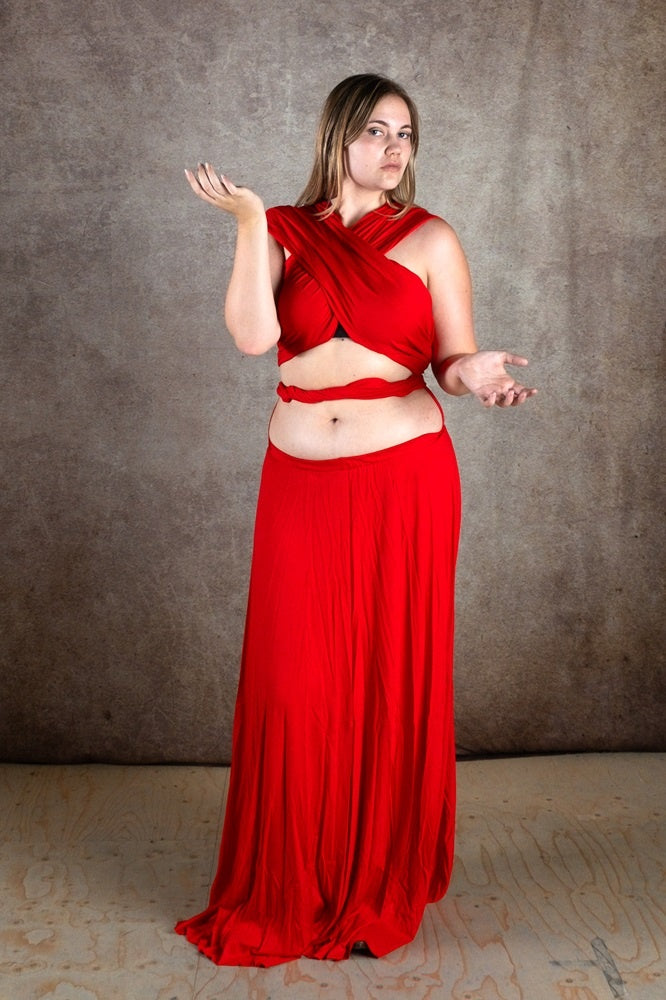 Robe de déesse Aphrodite, rouge corail