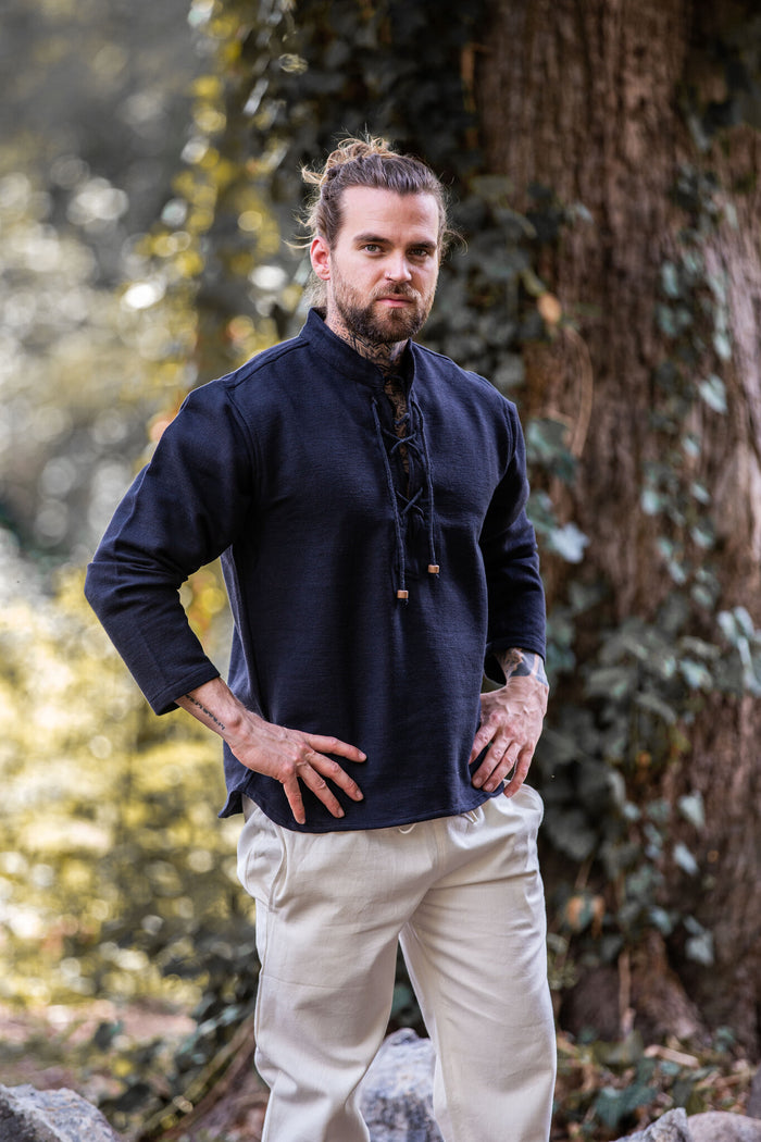 Camisa de algodón grueso, negra