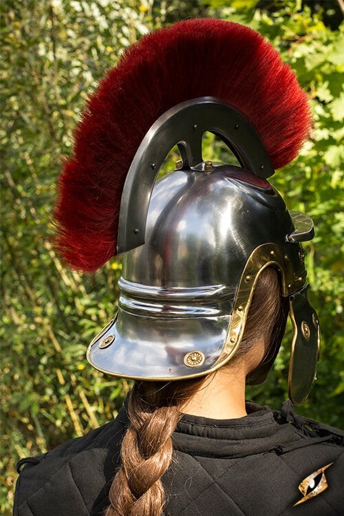Romersk legionärhjälm med röd hjälmkam, 1 till 1,2 mm