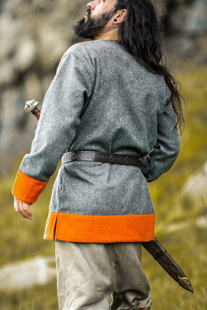 Tunique viking Roland, gris, mélange de laine
