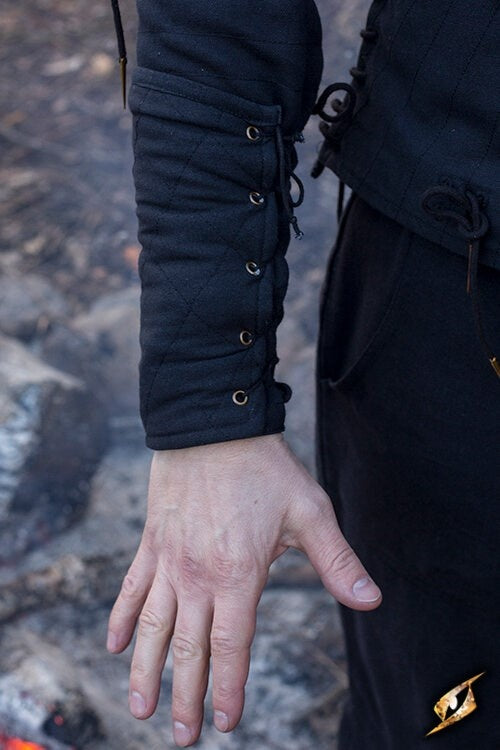 Schwarze Gambeson Unterarmschützer, Paar