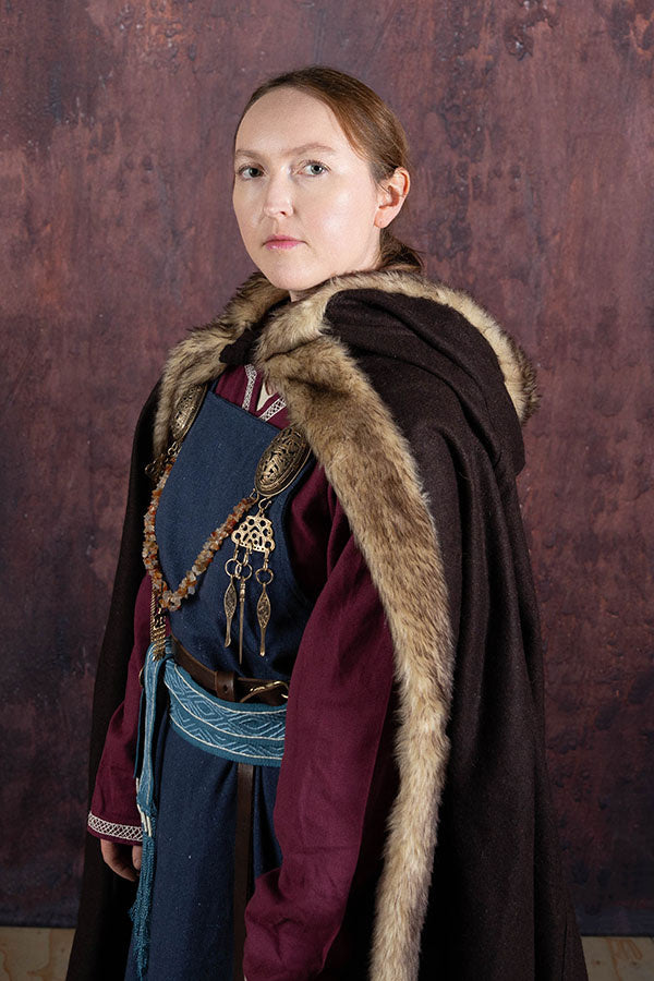 Viking cloak Fjell, brown, wool mix