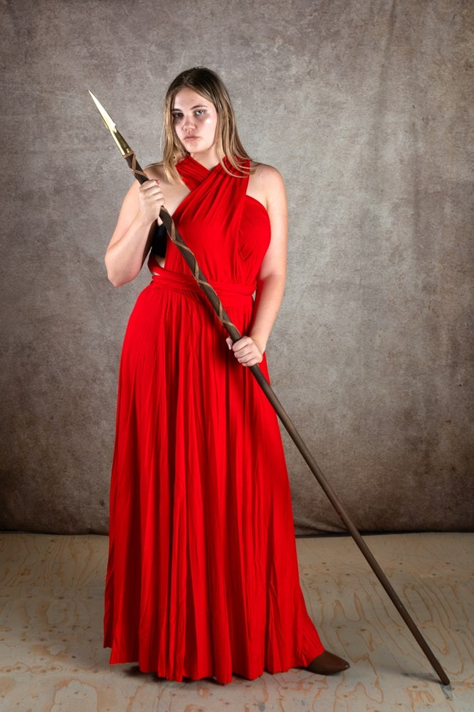 Robe de déesse Aphrodite, rouge corail