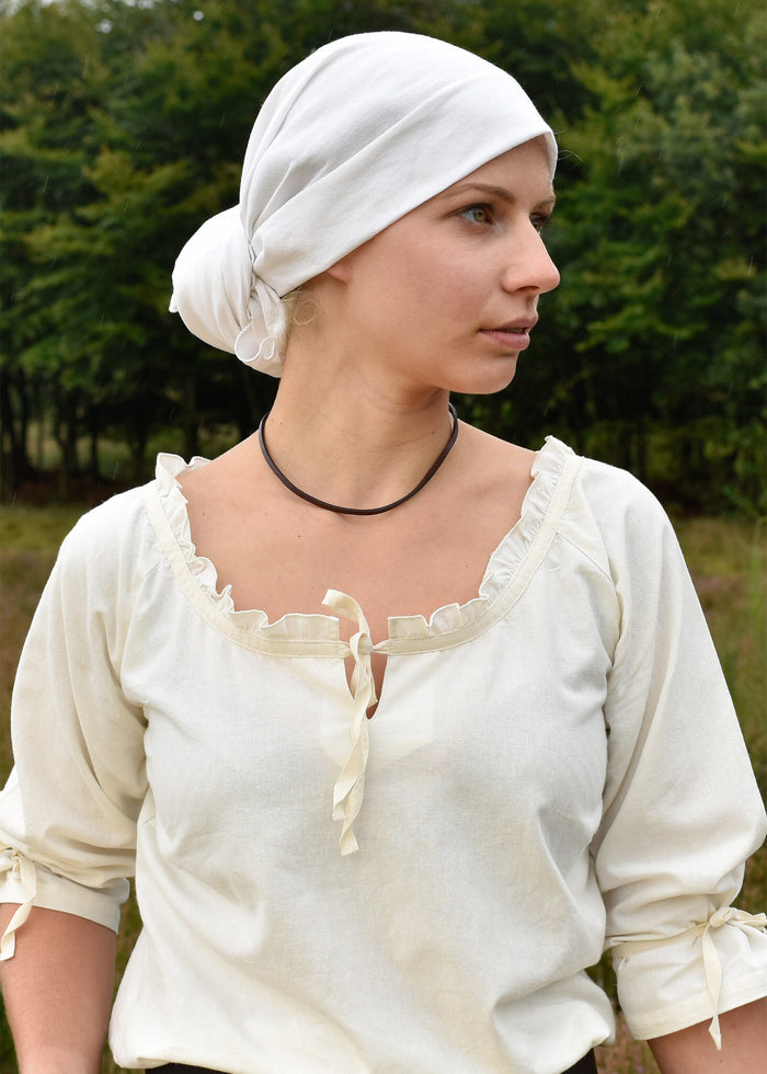 Middelalderligt hovedtørklæde, creme