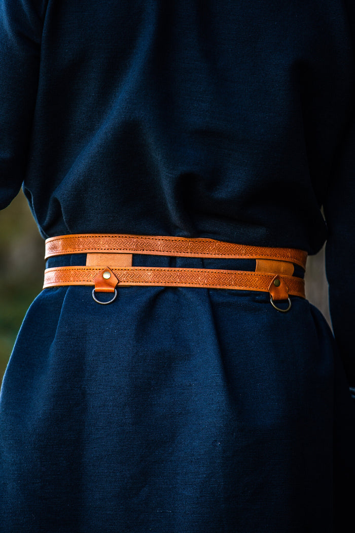 Dubbele Viking riem Floki, lichtbruin