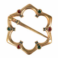 Mittelalterliche Fibula mit Glaseinlage, Bronze