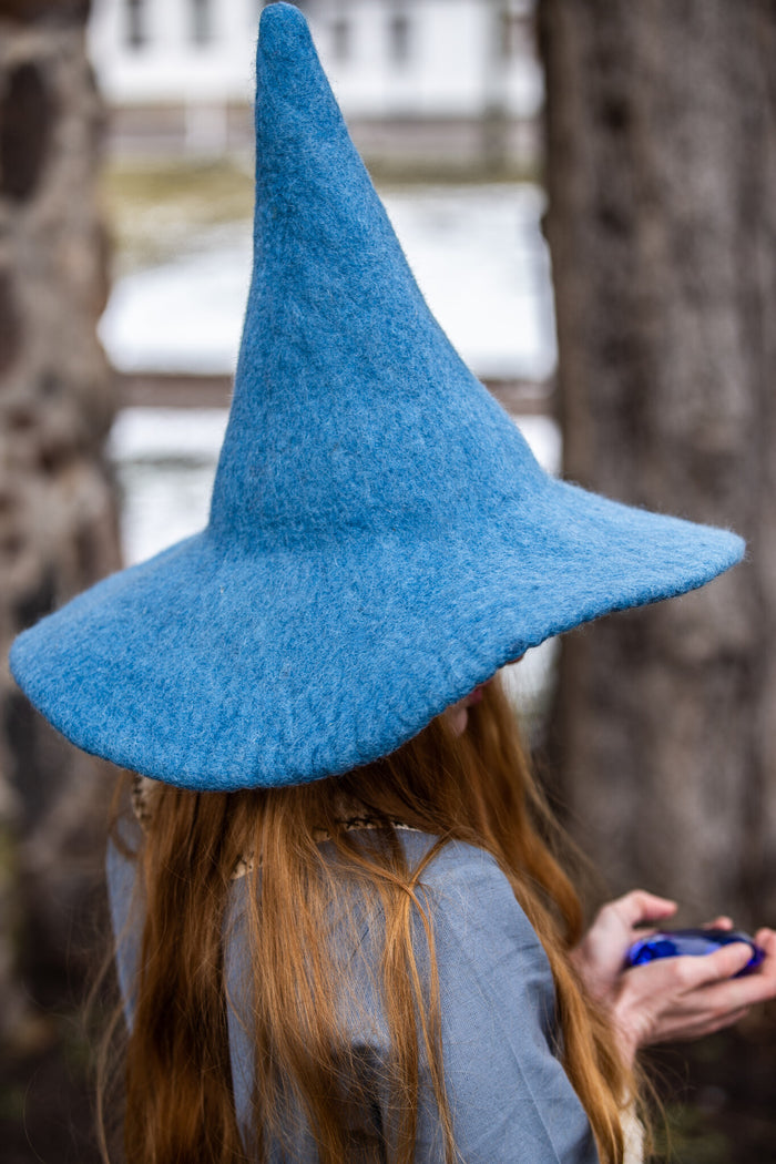 Cappello da strega azzurro chiaro, misto lana